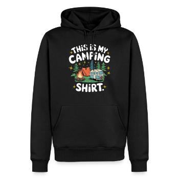 C’est ma chemise de camping - Sweat à capuche Premium bio Homme - noir - Devant - Nico (187cm)