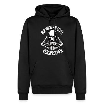 Nur noch ein Level – Versprochen! (Skelett) - Männer Premium Bio Hoodie - Schwarz - Vorne - Nico (187cm)