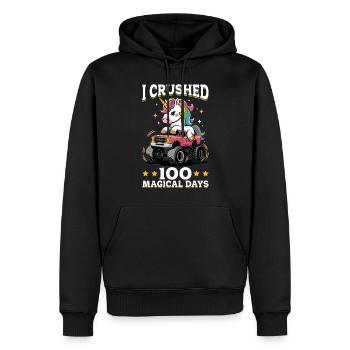 Monster Truck Unicorn 100 Days of School - Männer Premium Bio Hoodie - Schwarz - Vorne - Nico (187cm)