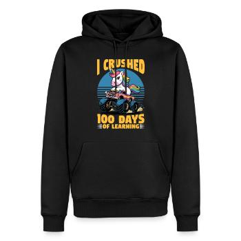 Monster Truck Unicorn 100 Days of School - Männer Premium Bio Hoodie - Schwarz - Vorne - Nico (187cm)