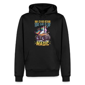 Monster Truck Unicorn 100 Days of School - Männer Premium Bio Hoodie - Schwarz - Vorne - Nico (187cm)