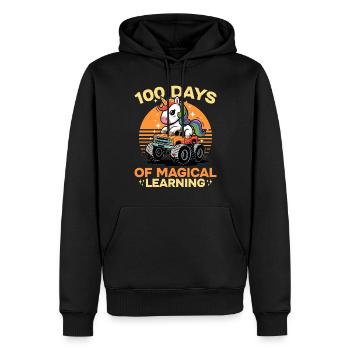 Monster Truck Unicorn 100 Days of School - Männer Premium Bio Hoodie - Schwarz - Vorne - Nico (187cm)