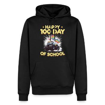 Monster Truck Unicorn 100 Days of School - Männer Premium Bio Hoodie - Schwarz - Vorne - Nico (187cm)