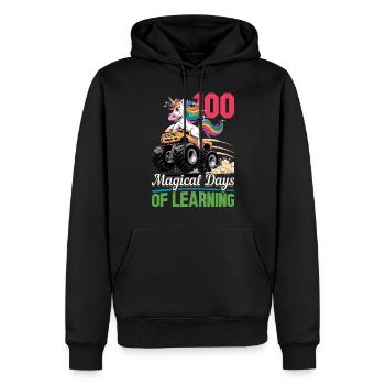 Monster Truck Unicorn 100 Days of School - Männer Premium Bio Hoodie - Schwarz - Vorne - Nico (187cm)