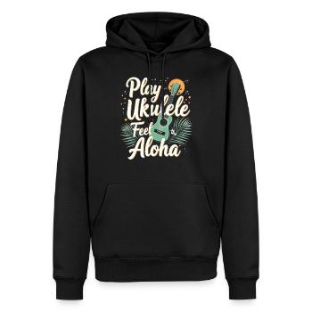 Joueur de ukulélé Musique hawaïenne tropicale - Sweat à capuche Premium bio Homme - noir - Devant - Nico (187cm)