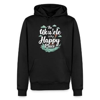 Joueur de ukulélé Musique hawaïenne tropicale - Sweat à capuche Premium bio Homme - noir - Devant - Nico (187cm)
