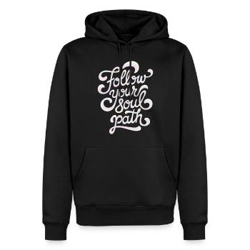 Suivez le chemin de votre âme en inspirant la spiritualité - Sweat à capuche Premium bio Homme - noir - Devant - Nico (187cm)