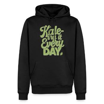 Vegan Vegetarisch: Kale-ing It Every Day - Männer Premium Bio Hoodie - Schwarz - Vorne - Nico (187cm)
