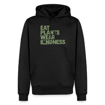 Eat plants Lazy Friendliness Vegan Vegetarian - Men’s Premium Organic Hoodie - black - Front - Nico (187cm)