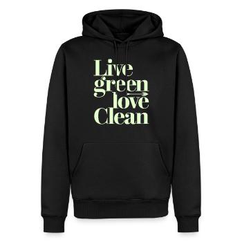 Live Green Love Clean Vegan Végétarien - Sweat à capuche Premium bio Homme - noir - Devant - Nico (187cm)