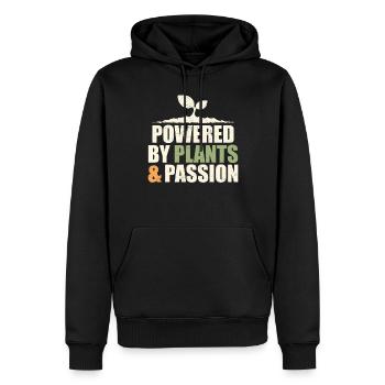 Angetrieben Von Pflanzen & Leidenschaft: Vegan - Männer Premium Bio Hoodie - Schwarz - Vorne - Nico (187cm)