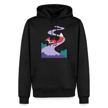Renard sur le chemin magique de l’évasion fantastique - Sweat à capuche Premium bio Homme - noir - Devant - Nico (187cm)