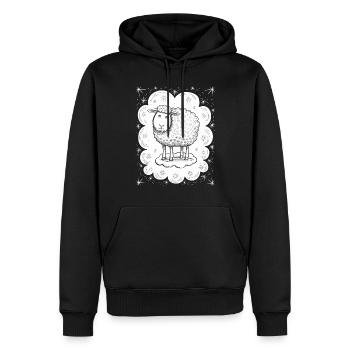 Dream Sheep on Cloud - Playful Escape - Men’s Premium Organic Hoodie - black - Front - Nico (187cm)