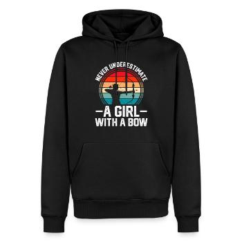 Ne sous-estimez jamais une fille avec un arc - Sweat à capuche Premium bio Homme - noir - Devant - Nico (187cm)