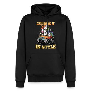 Cute Monster Truck Unicorn Rainbows - Männer Premium Bio Hoodie - Schwarz - Vorne - Nico (187cm)
