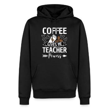 Le café donne des superpouvoirs aux enseignants, en disant - Sweat à capuche Premium bio Homme - noir - Devant - Nico (187cm)