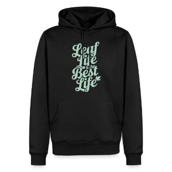 Vegan Vegetarisch: Leaf Life Ist Das Beste Leben - Männer Premium Bio Hoodie - Schwarz - Vorne - Nico (187cm)