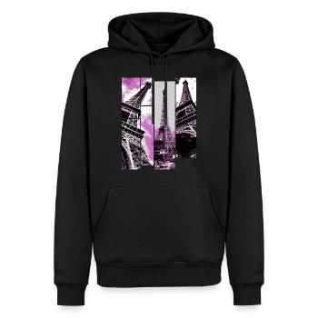 Paris Tour Eiffel Horizon France Ville Collage - Sweat à capuche Premium bio Homme - noir - Devant - Nico (187cm)