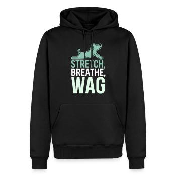 Doga Dog Yoga Bien-être des animaux de compagnie Étirements conscients - Sweat à capuche Premium bio Homme - noir - Devant - Nico (187cm)