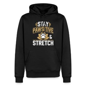 Doga Dog Yoga Bien-être pour animaux de compagnie Étirements conscients - Sweat à capuche Premium bio Homme - noir - Devant - Nico (187cm)