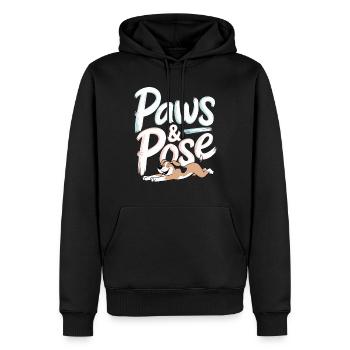 Doga Dog Yoga Bien-être des animaux de compagnie Étirements conscients - Sweat à capuche Premium bio Homme - noir - Devant - Nico (187cm)