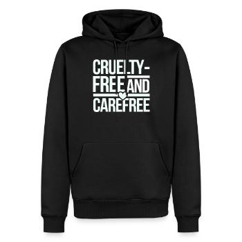 Végétarien végétalien : sans cruauté et insouciant - Sweat à capuche Premium bio Homme - noir - Devant - Nico (187cm)