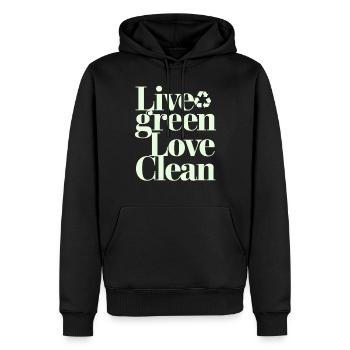 Live Green Love Clean Vegan Végétarien - Sweat à capuche Premium bio Homme - noir - Devant - Nico (187cm)