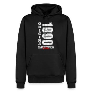 Edition limitée 1990 - Sweat à capuche Premium bio Homme - noir - Devant - Nico (187cm)