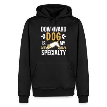 Doga Dog Yoga Bien-être des animaux de compagnie Étirements conscients - Sweat à capuche Premium bio Homme - noir - Devant - Nico (187cm)