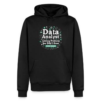Data Analyst Big Data Specialist Business - Men’s Premium Organic Hoodie - black - Front - Nico (187cm)