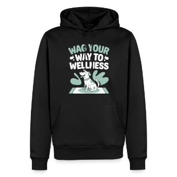 Doga Dog Yoga Bien-être pour animaux de compagnie Étirements conscients - Sweat à capuche Premium bio Homme - noir - Devant - Nico (187cm)