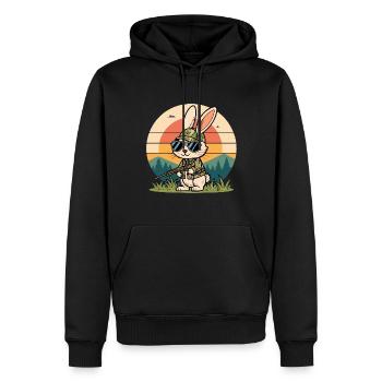 Hase Osterhase Anti-Jagd Cool Sonnenbrille Retro - Männer Premium Bio Hoodie - Schwarz - Vorne - Nico (187cm)