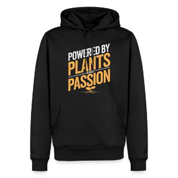 Propulsé Par Les Plantes Et La Passion - Végétalien Végétarien - Sweat à capuche Premium bio Homme - noir - Devant - Nico (187cm)