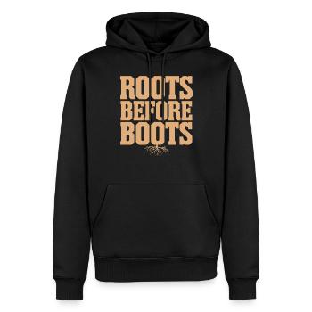 Wurzeln Vor Stiefeln Vegan Vegetarisch - Männer Premium Bio Hoodie - Schwarz - Vorne - Nico (187cm)