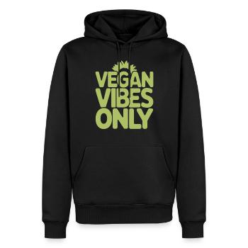 Vegan Vibes Only - Vegane Vegetarische Botschaft - Männer Premium Bio Hoodie - Schwarz - Vorne - Nico (187cm)