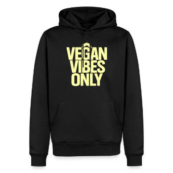 Vegan Vibes Only: Veganes Leben Inspirieren - Männer Premium Bio Hoodie - Schwarz - Vorne - Nico (187cm)