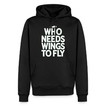 Qui a besoin d’ailes pour voler ? Végétalien et - Sweat à capuche Premium bio Homme - noir - Devant - Nico (187cm)