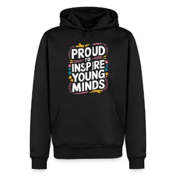 Proud to inspire young minds Teachers - Men’s Premium Organic Hoodie - black - Front - Nico (187cm)