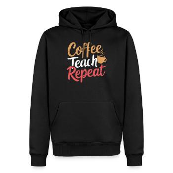 Café Enseignement Professeur répétitif Vie quotidienne - Sweat à capuche Premium bio Homme - noir - Devant - Nico (187cm)