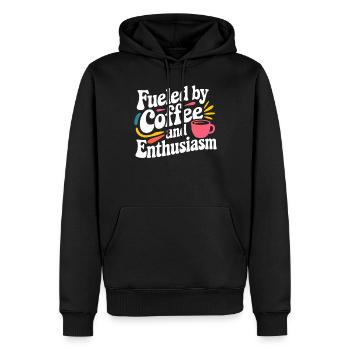Lehrer: Angetrieben von Kaffee und Enthusiasmus - Männer Premium Bio Hoodie - Schwarz - Vorne - Nico (187cm)