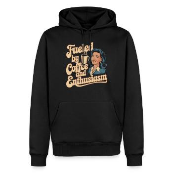 Lehrer: Angetrieben Von Kaffee Und Enthusiasmus - Männer Premium Bio Hoodie - Schwarz - Vorne - Nico (187cm)