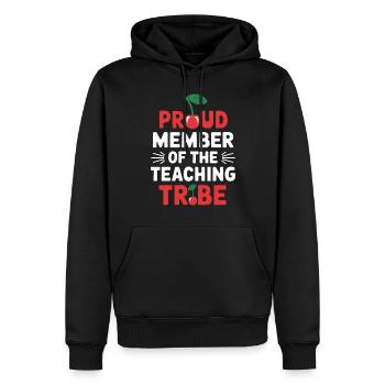 Fier membre de la tribu des enseignants - Sweat à capuche Premium bio Homme - noir - Devant - Nico (187cm)