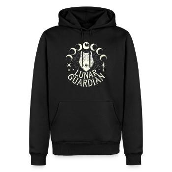 Lunar Guardian Wolf Mondphasen - Männer Premium Bio Hoodie - Schwarz - Vorne - Nico (187cm)
