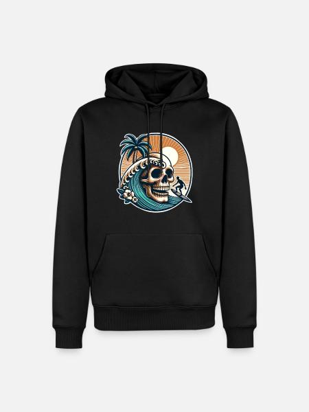 Surfing Surfer skull - Men’s Premium Organic Hoodie - black