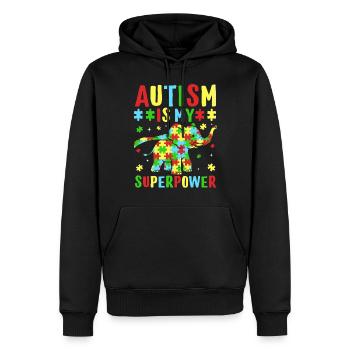 Autism is my superpower - Men’s Premium Organic Hoodie - black - Front - Nico (187cm)