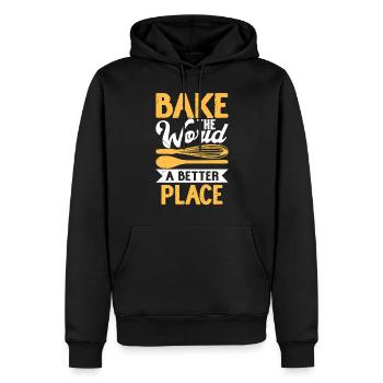 Cuire - Sweat à capuche Premium bio Homme - noir - Devant - Nico (187cm)