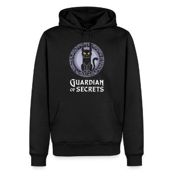 Gardien des secrets Mysticisme félin - Sweat à capuche Premium bio Homme - noir - Devant - Nico (187cm)