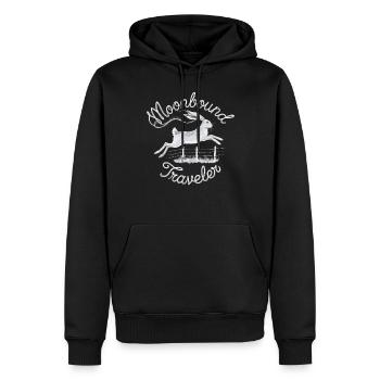 Moonbound Traveler Hase im Sprung - Männer Premium Bio Hoodie - Schwarz - Vorne - Nico (187cm)