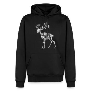 Squelette de cerf Cottagecore foncé avec brindilles - Sweat à capuche Premium bio Homme - noir - Devant - Nico (187cm)