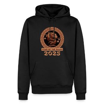 2025 Jahr der Schlange Chinesisches Zodiac - Männer Premium Bio Hoodie - Schwarz - Vorne - Nico (187cm)